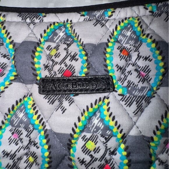 Vera Bradley Paisley Stripes Tote Bag in like new condition- grey and turquoise - Picture 5 of 12
